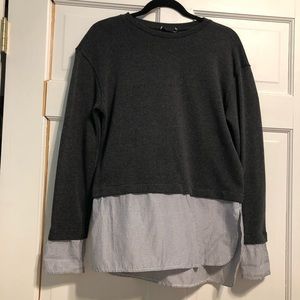 ZARA Knit Sweater with flannel attached